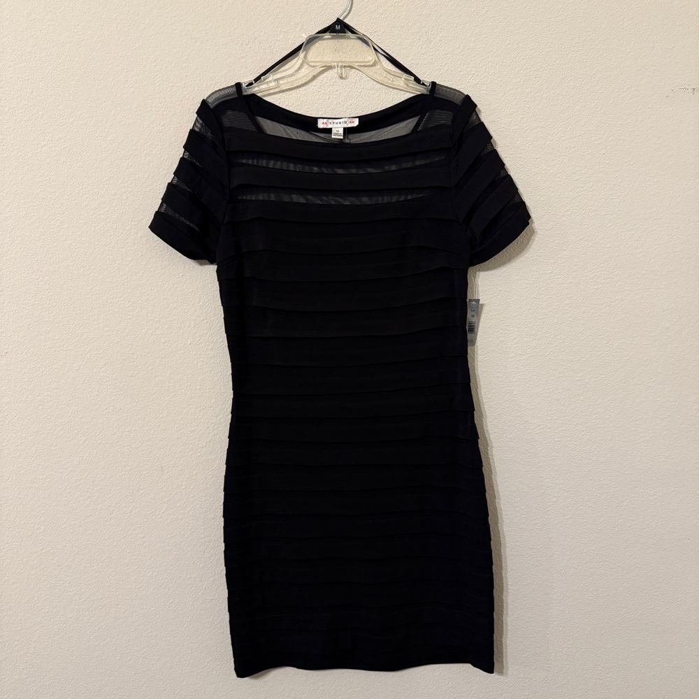 AA Studio Pleated Jersey Sheath/Cocktail Dress